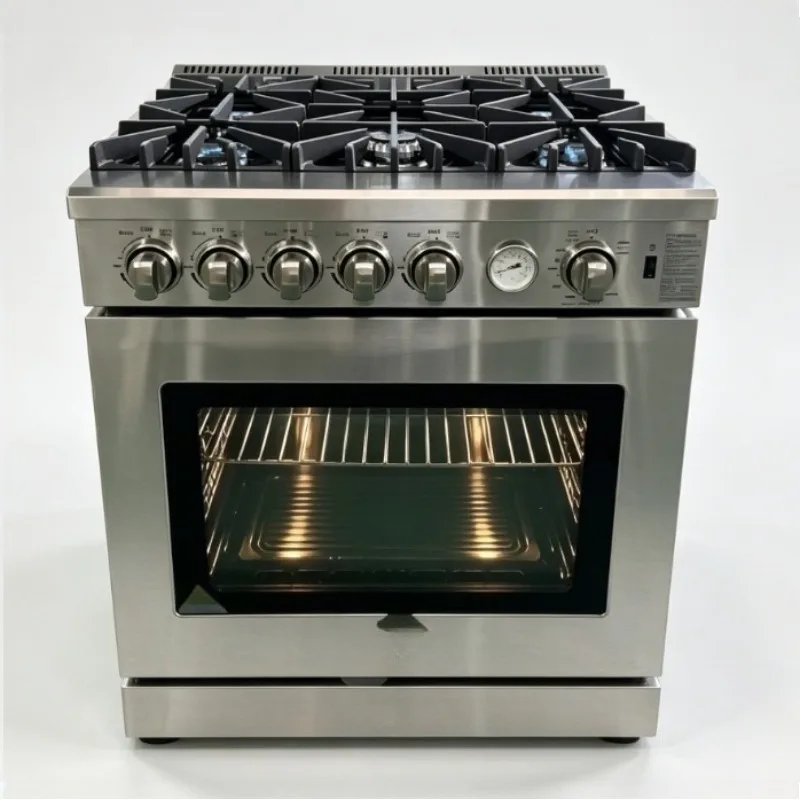 5 Burners Gas Stove with Oven, 36 Inch Freestanding Kitchen Cooking Range, 76.2x70x96cm