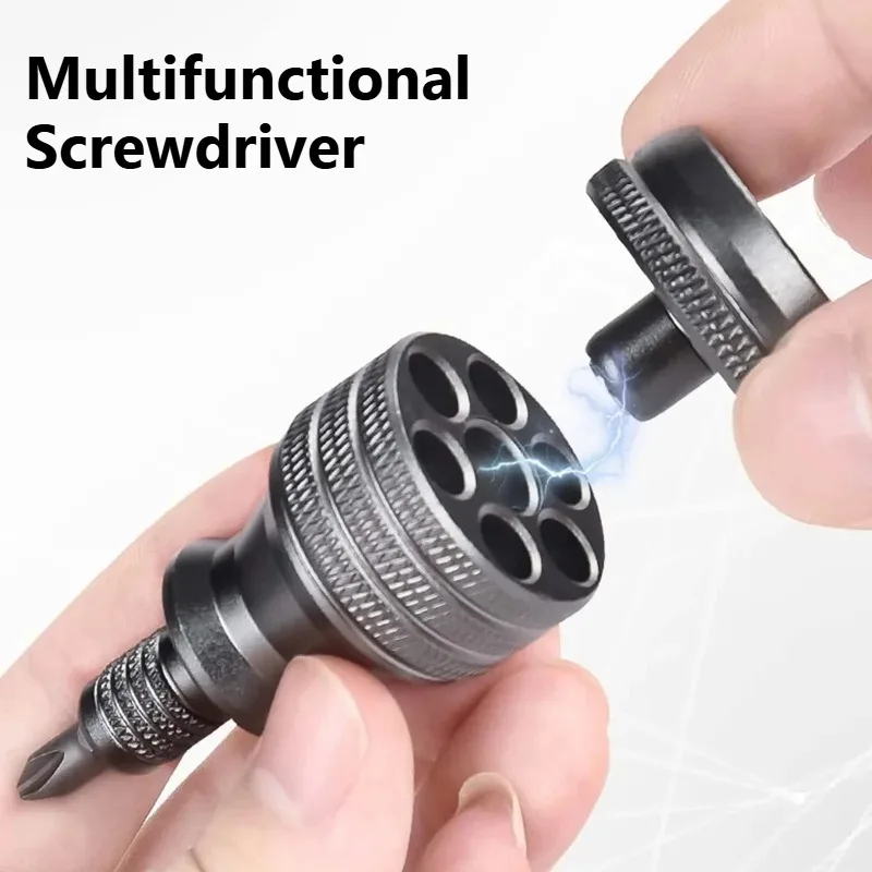 7 in 1 Mini Screwdriver Strong Magnetic Tip Palm Screwdriver Ratchet Screwdriver Mini Quick Ratchet Screwdriver Set