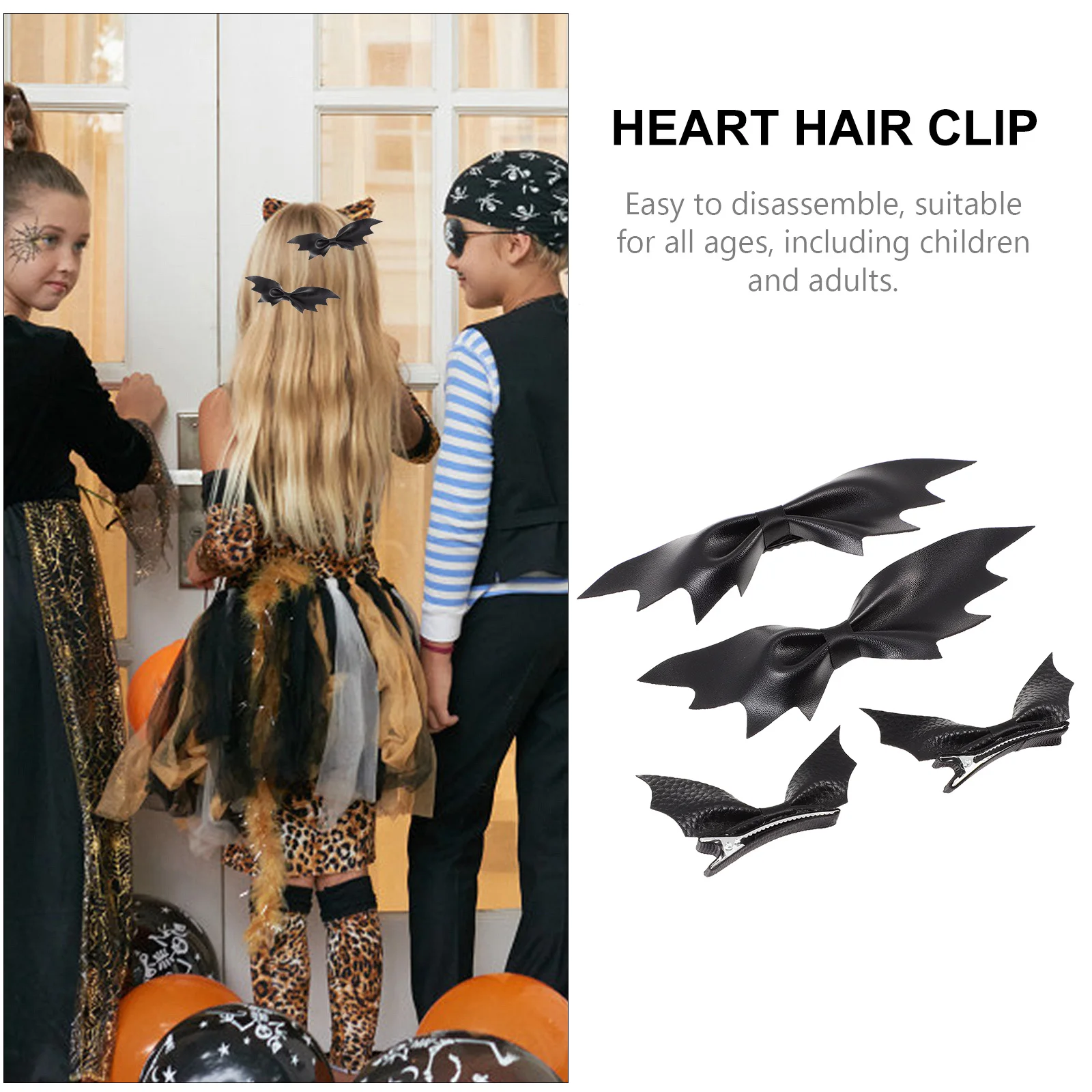 

4Pcs Bat Clips Goth Barrettes PU Goth Hair Clips Bat Hair Accessories Durable Halloween Accessories Women Gifts