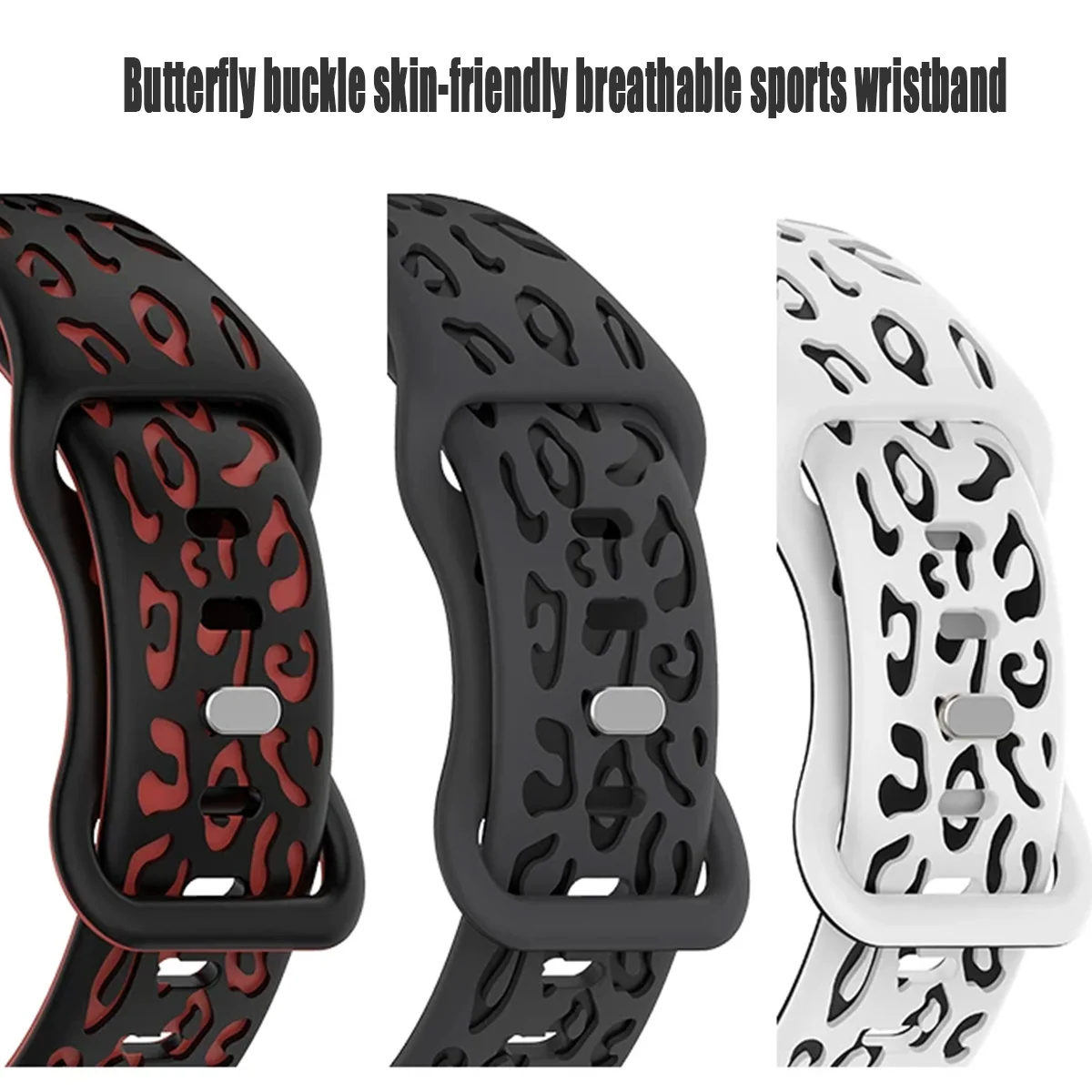 Leopard Print Butterfly Buckle Sport Silicone Strap Suitable For Huawei Band 11 11Pro Smartwatch Accessories Replacement Correa