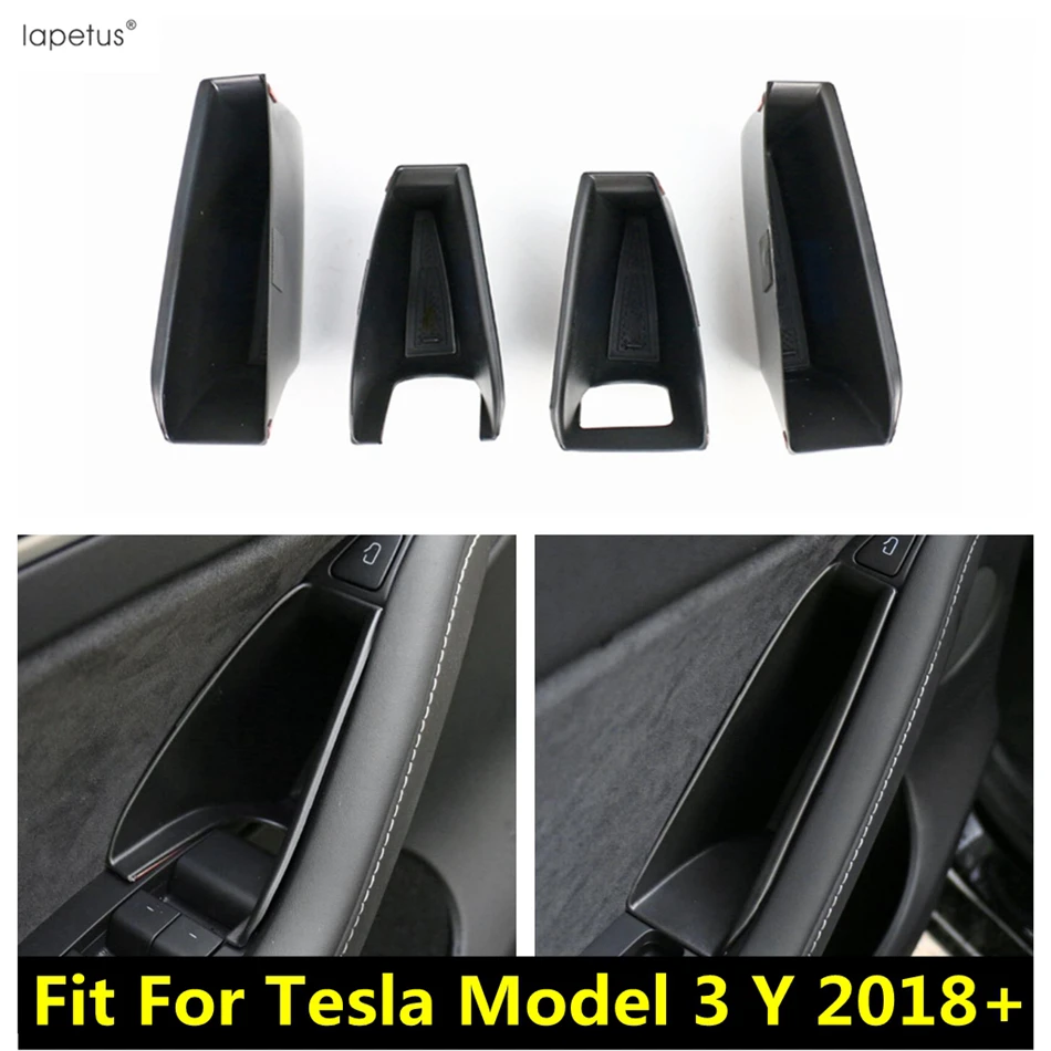 

For Tesla Model 3 Y 2018 - 2022 Car Armrest Door Handle Storage Box Organizer Container Tray Cover Kit Trim Interior Accessories