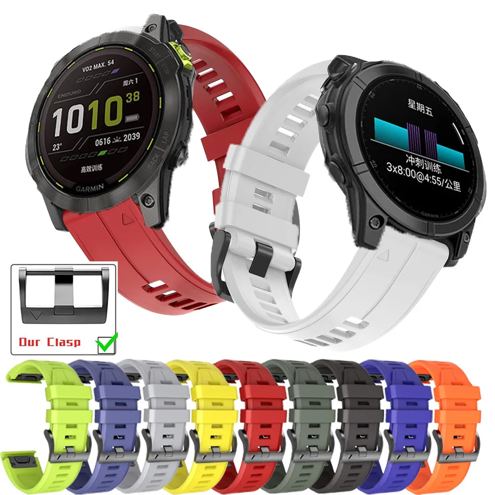 QuickFit 22 26mm Strap For Garmin Epix Gen 2 Silicone Band Fenix 8 47 51MM 7 7X 5 5X 6 6X Pro Enduro 3 2 MK2 Bracelet Watchband