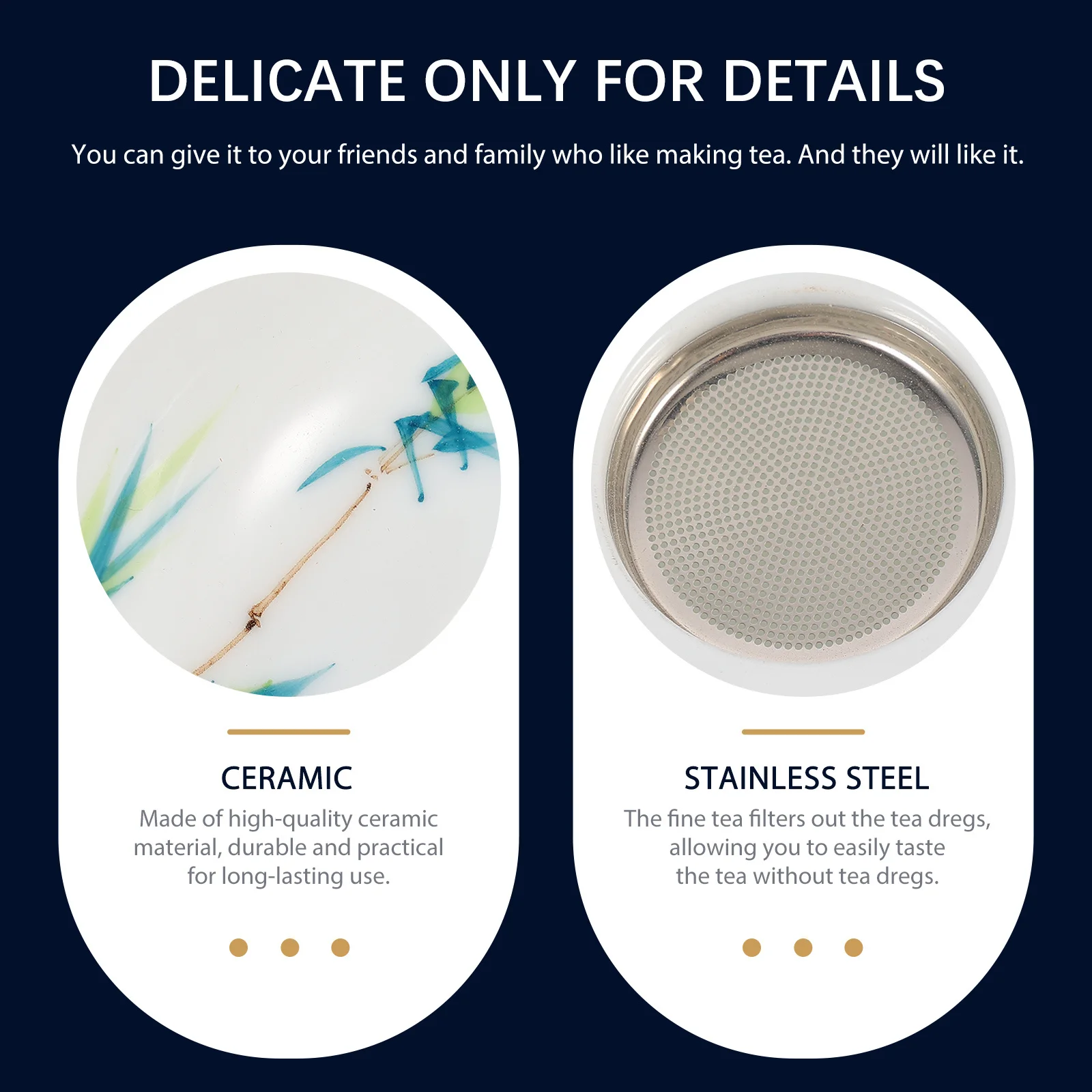 

Elegant Tea Strainer with Ceramic Body and Stand Fine Filtration for Loose Leaves Great for Home Office Tea Accessories