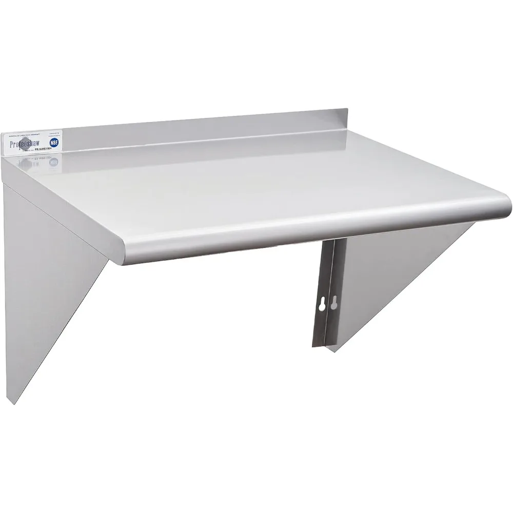 NSF Stainless Steel Shelf   with Backsplash and 2 Brackets for Restaurant, Bar, Utility Room, Kitchen and Garage