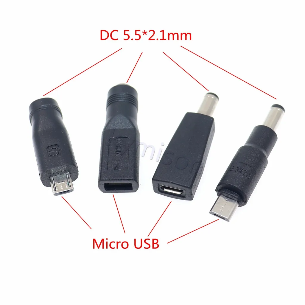 1pcs Type C / Tablet Micro USB 2.0 to DC 5.5x2.1 mm Power Jack Adapter Plug USB C to DC 5.5*2.1 mm Power Connector Adapter 5V