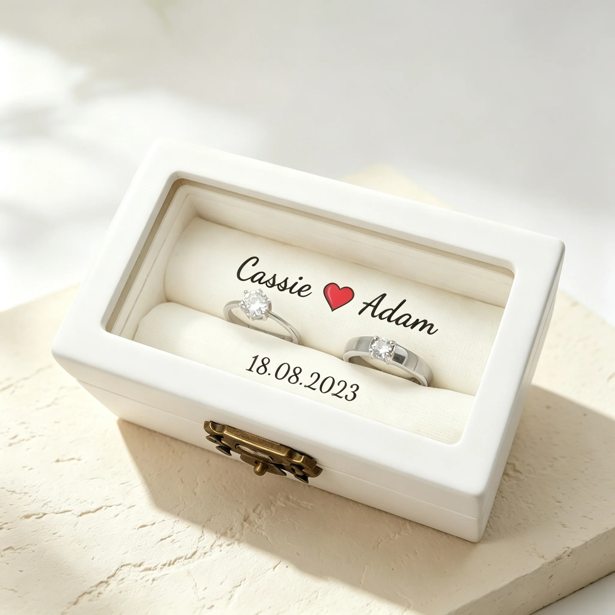 맞춤형 결혼 반지 상자, 이름이 새겨진 흰색 결혼식 반 - Wedding Card Box 리뷰 및 가격