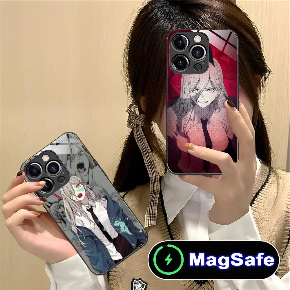 

Чехол для телефона с изображением бензопилы в стиле аниме для iPhone 16, 15, 14, 13, 12, 11 Pro Max Plus Mini MagSafe, защитное стекло, красивый защитный смартфон