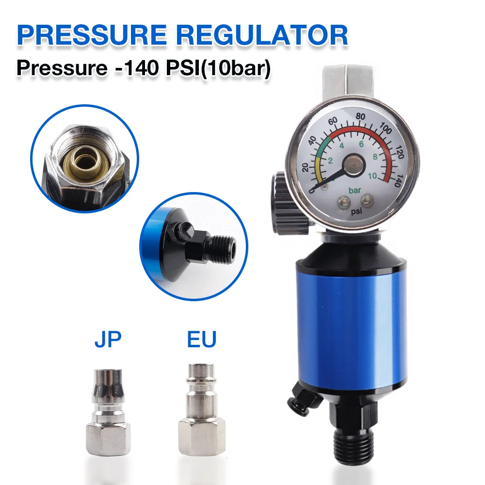 

Воздушный фильтр 140 PSI, съемный регулятор давления, резьба G1/4, пневматический краскопульт, маслоотделитель, с адаптером EU/JP