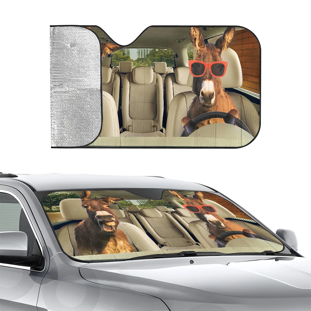 

Driving Donkeys Animal Car SunSha Three-layer Insulation Car Front Windshield Sun Sha Suction Cup Blocks UV Rays Sun