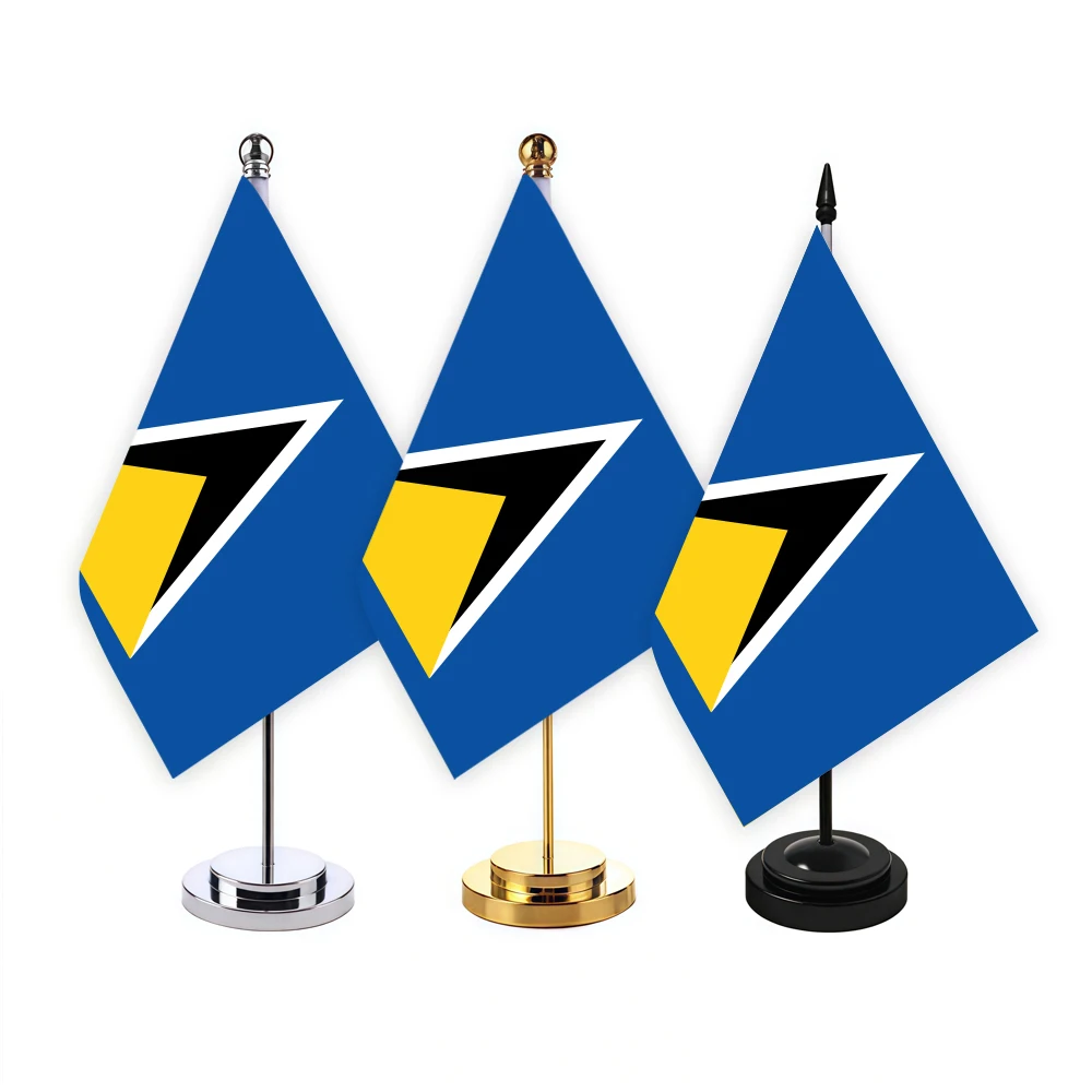 CYPOMELO officedeskflag Saint Lucia flag14x21cm Saint Lucia desktop small decoration flag including flagpole