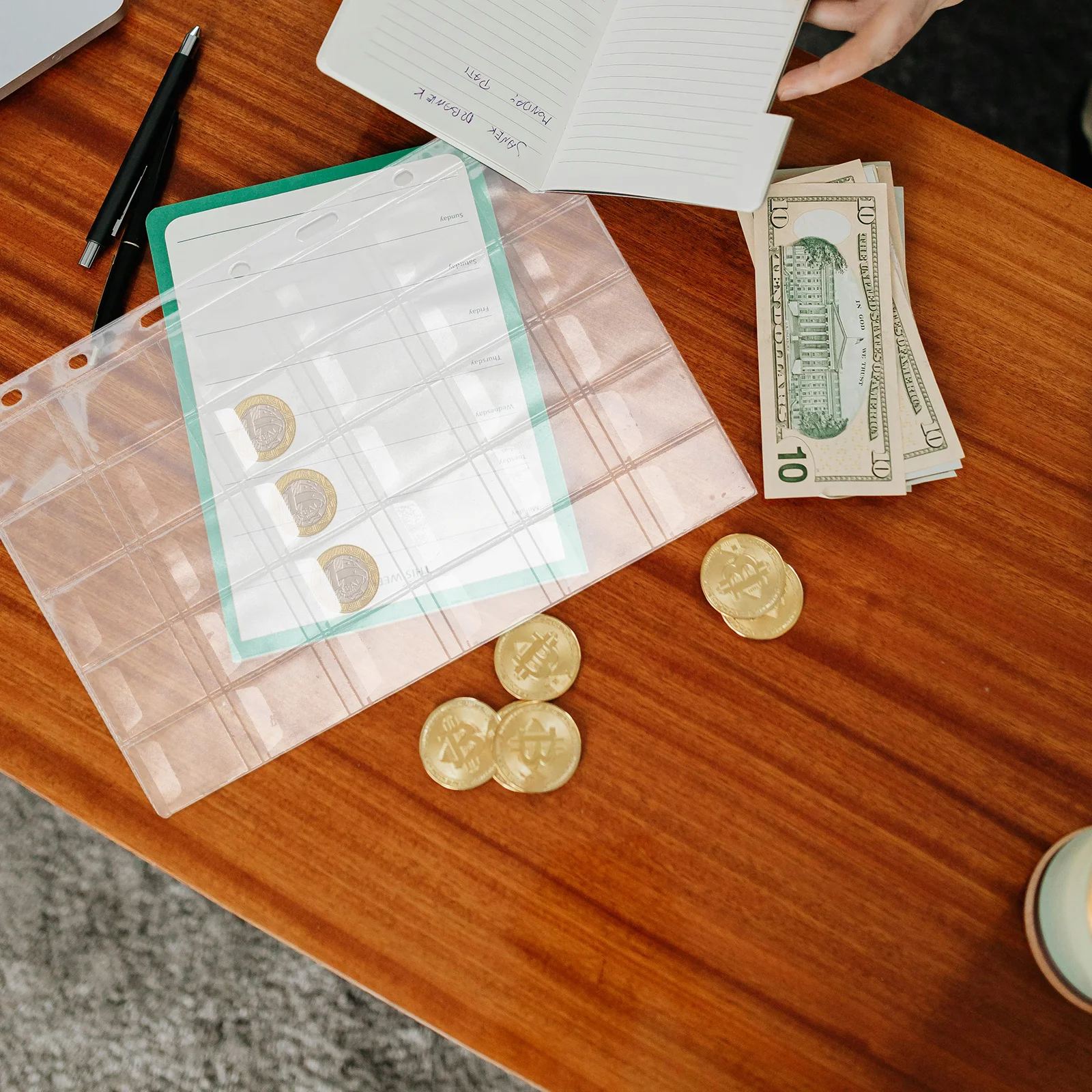 10 Sheets Coin Collection Pages Clear PVC Protector Sleeves for Coins Currency Stamps Storage Organizer Collector Album