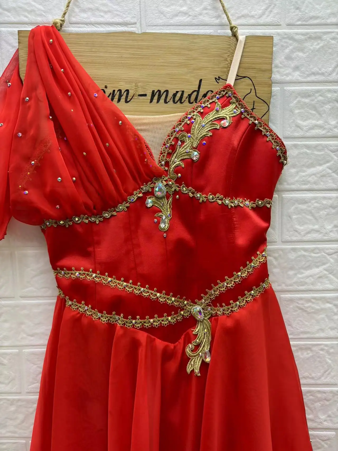 Fine Pattern Custom Size Custom Color Kids Girls Performance Wear Contemporary Red Lyrical Ballet Dress