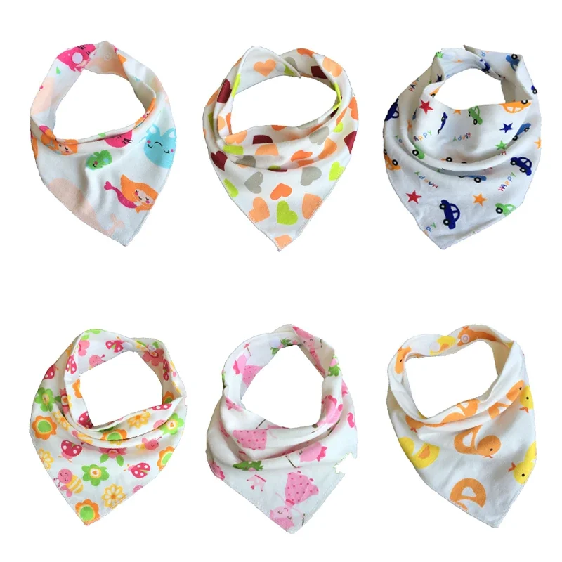 30pcs/Lot Organic Cotton Double Layers Kids Baby Bibs Towel Bandanas Triangle Burp Saliva Infant Toddler Bandana Scarf