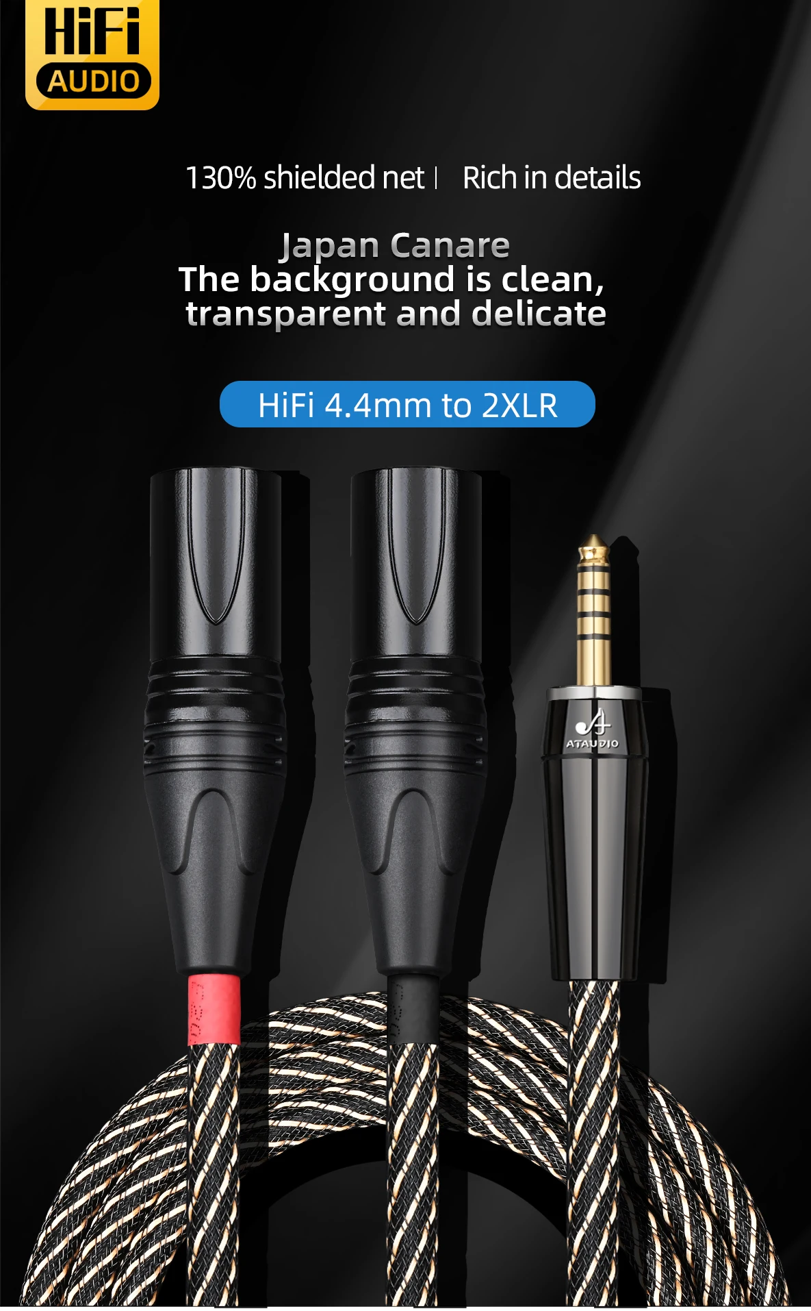 HiFi Audio 4,4 mm auf XLR-Kabel Hi-End 6N OFC symmetrische 4,4 mm Klinke auf 2XLR männlich oder weiblich Adapter Y-Splitter-Kabel für Mixer-Player – Detail 1