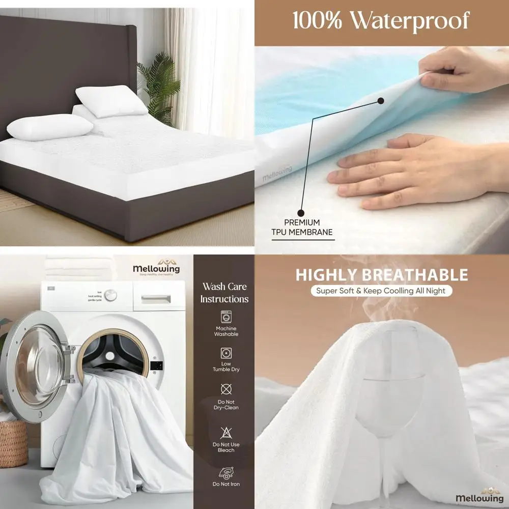 

Ultra Soft Waterproof Breathable Cal King Mattress Protector for Adjustable Beds, Fits up to 15 Deep Pockets