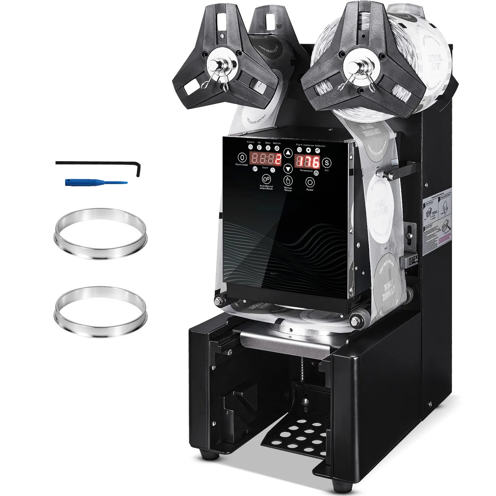SucceBuy Fully Automatic Cup Sealing Machine 500-650 Cups/H Cup Sealer Machine fit 190mm Tall & 90/95mm Cup for Milk Boba Tea