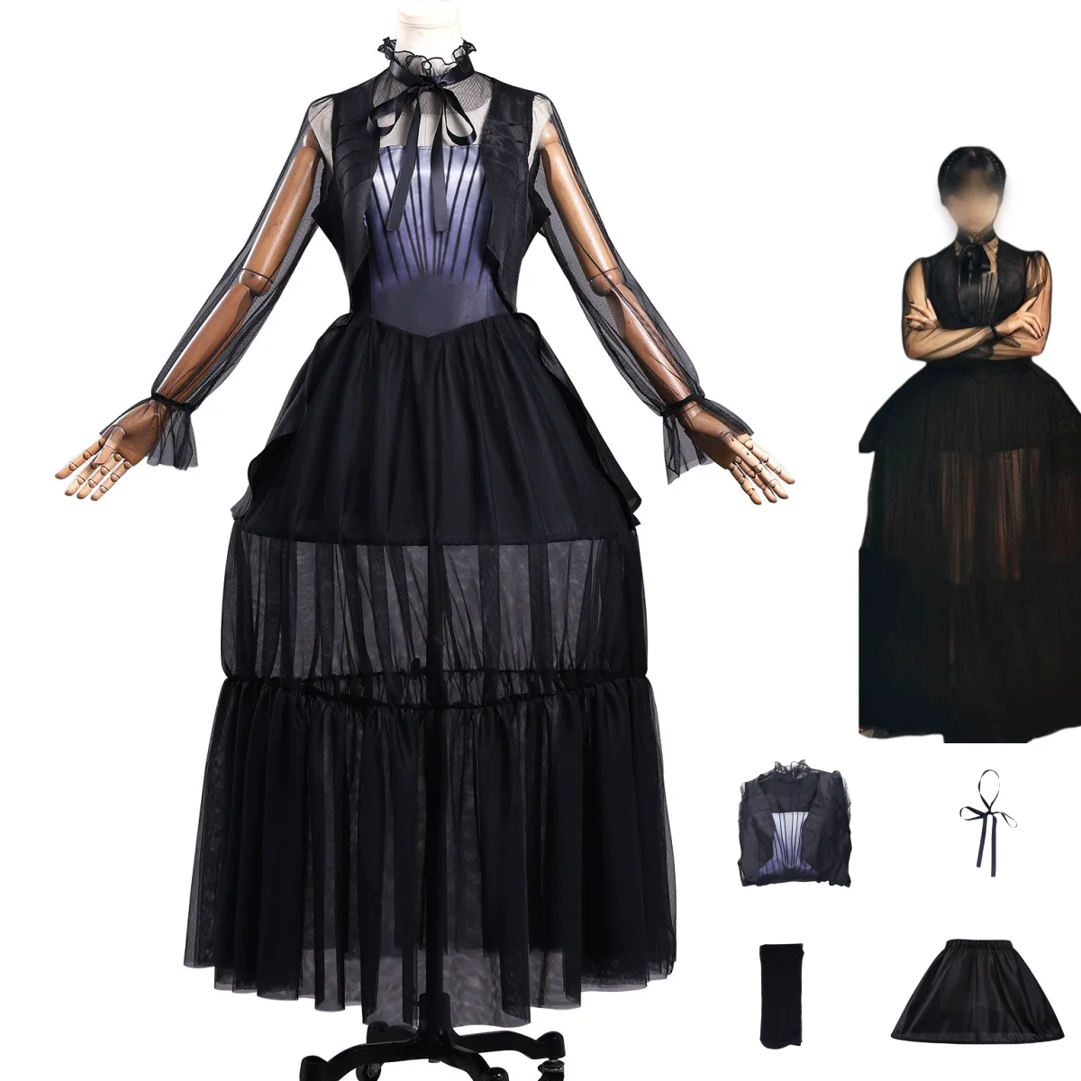 

Костюм для косплея «Кино Среда», черное готическое праздничное платье, средневековая винтажная юбка, женский сексуальный карнавальный костюм