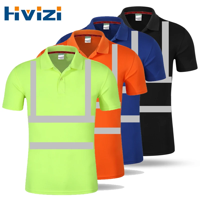 hi viz Safety Work Polo Shirt High Visibility Reflective Polo Shirt Quick Dry Construction Shirts for Men