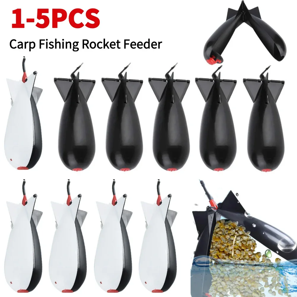 1-5PCS Carp Fishing Rocket Feeder Spod Bomb Float Lure Bait Holder Spomb Pellet Rockets Feeders Position Gear Accessories