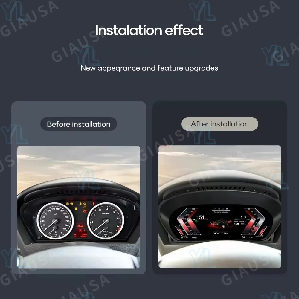 FUYAN Digital Cluster Virtual Cockpit For BMW 5 series E60 E61 E63 E64 2002-2008 Car Multimedia Player Dashboard Speed Meter