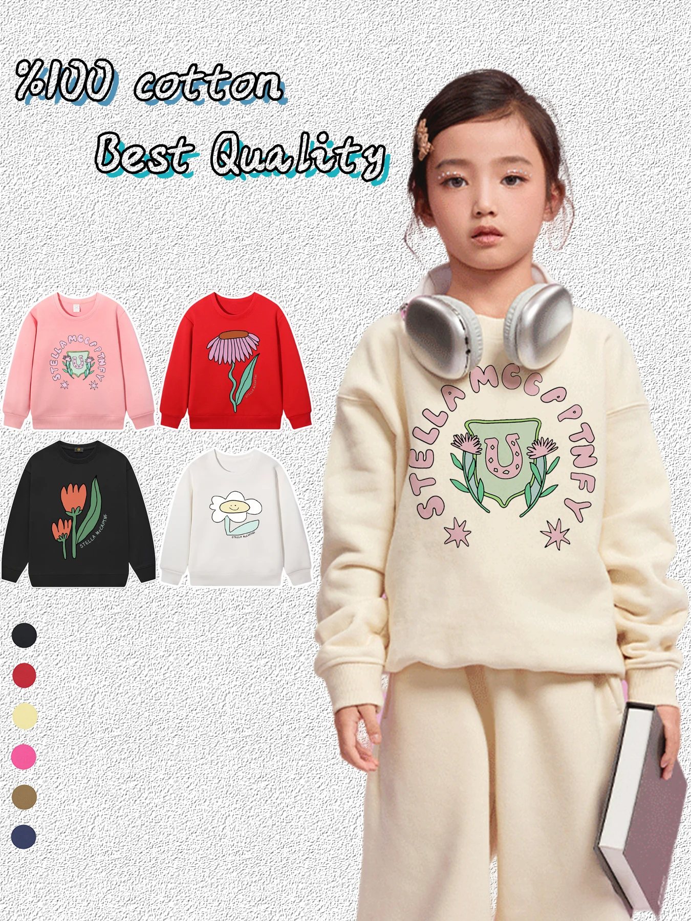 

Cute Girls Floral Hoodies Autumn Kids Clothes 2025 Vacation Casual Wear Child Sweater Sunflower Print Tops Little Girl Pullover