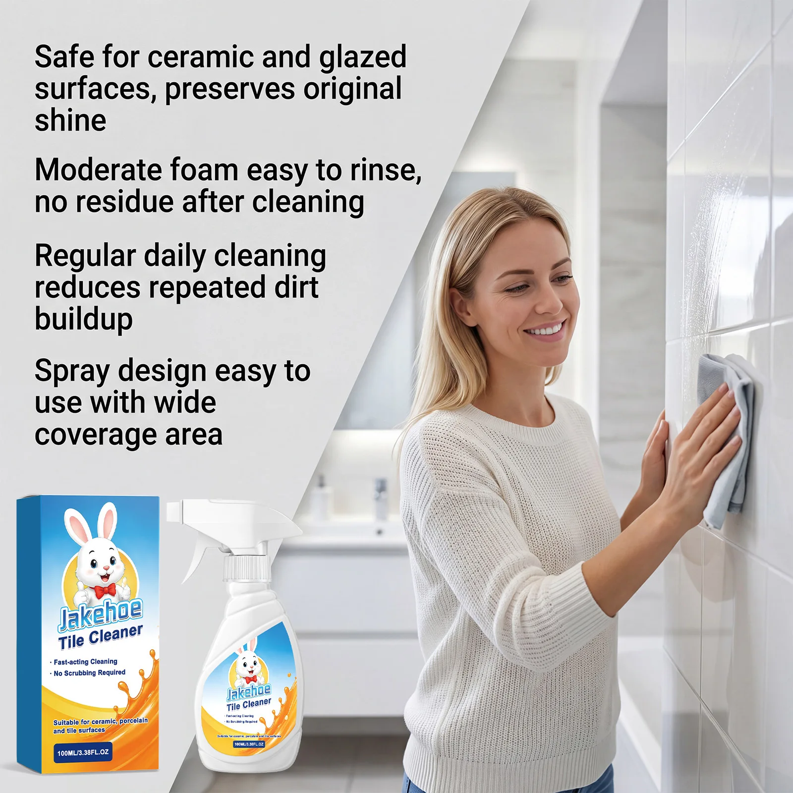 JAKEHOE 100ML Tile Grout Cleaner Deep Penetrating Stain Removal Polishing Brightening Floor Care Liquid Agent for Kitchen