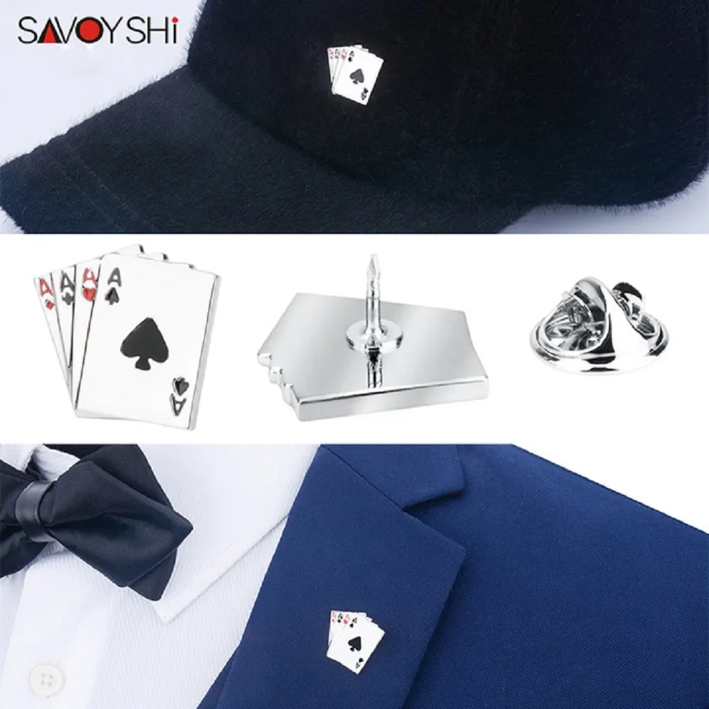 SAVOYSHI Jewelry Metal badge Poker ladies Brooches Pins for Women Dress Hat Bag Collars Pin Fashion Men Suit Brooch Dropshipping