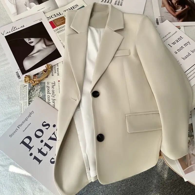 Coreano Fashion Light khaki Suit Coat donna 2023 autunno di alta qualità Casual Suit donna giacca donna