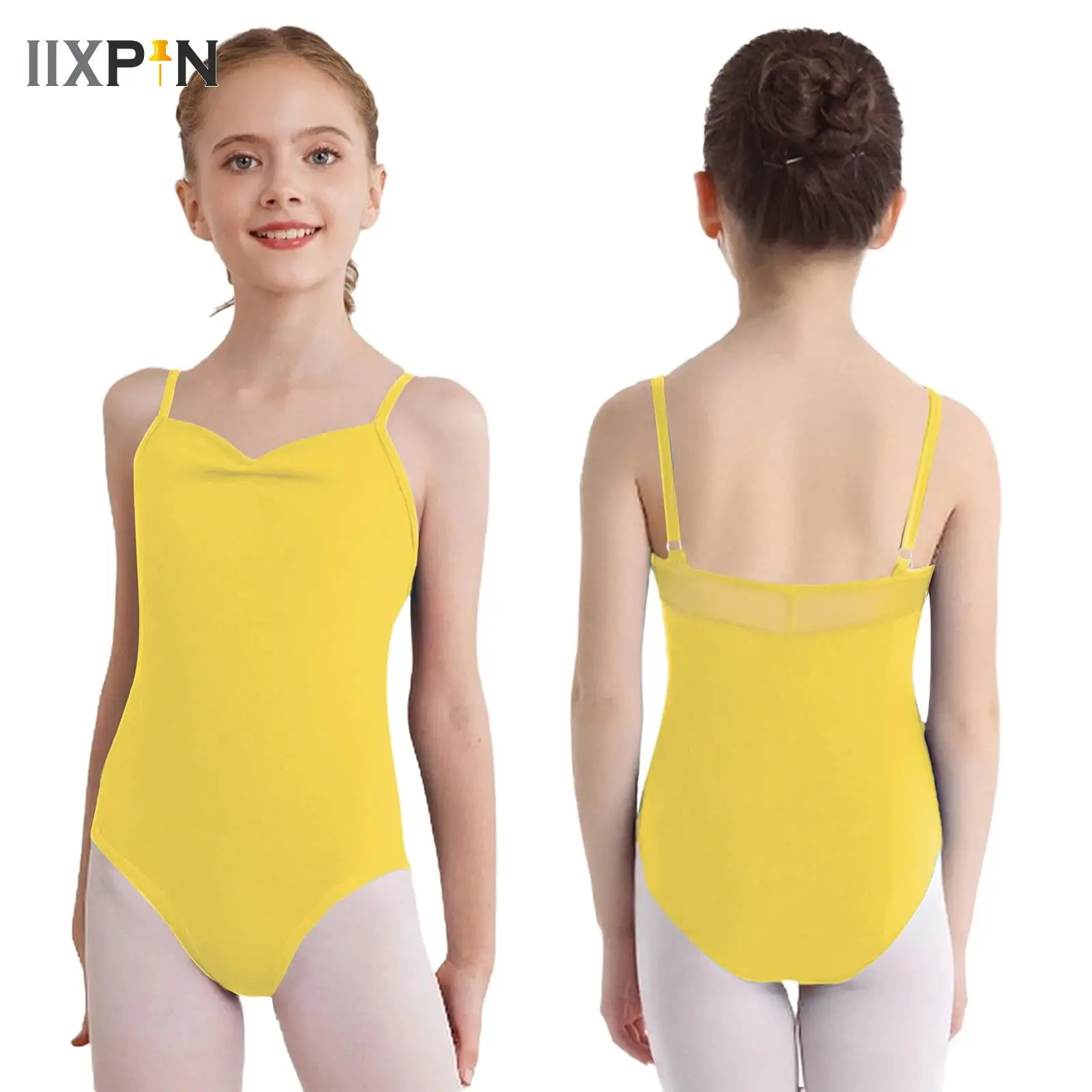 

Kids Girls Ruched Ballet Leotard Spaghetti Straps Backless Bodysuit for Gymnastics Dance Practice Performance