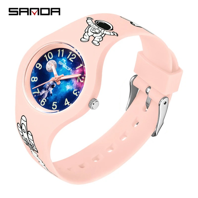 Fashion Sanda Top Brand 6098 Simple Silicone Fluorescent Outdoor Waterproof New Children Watches Starry Sky Student Wristwatches