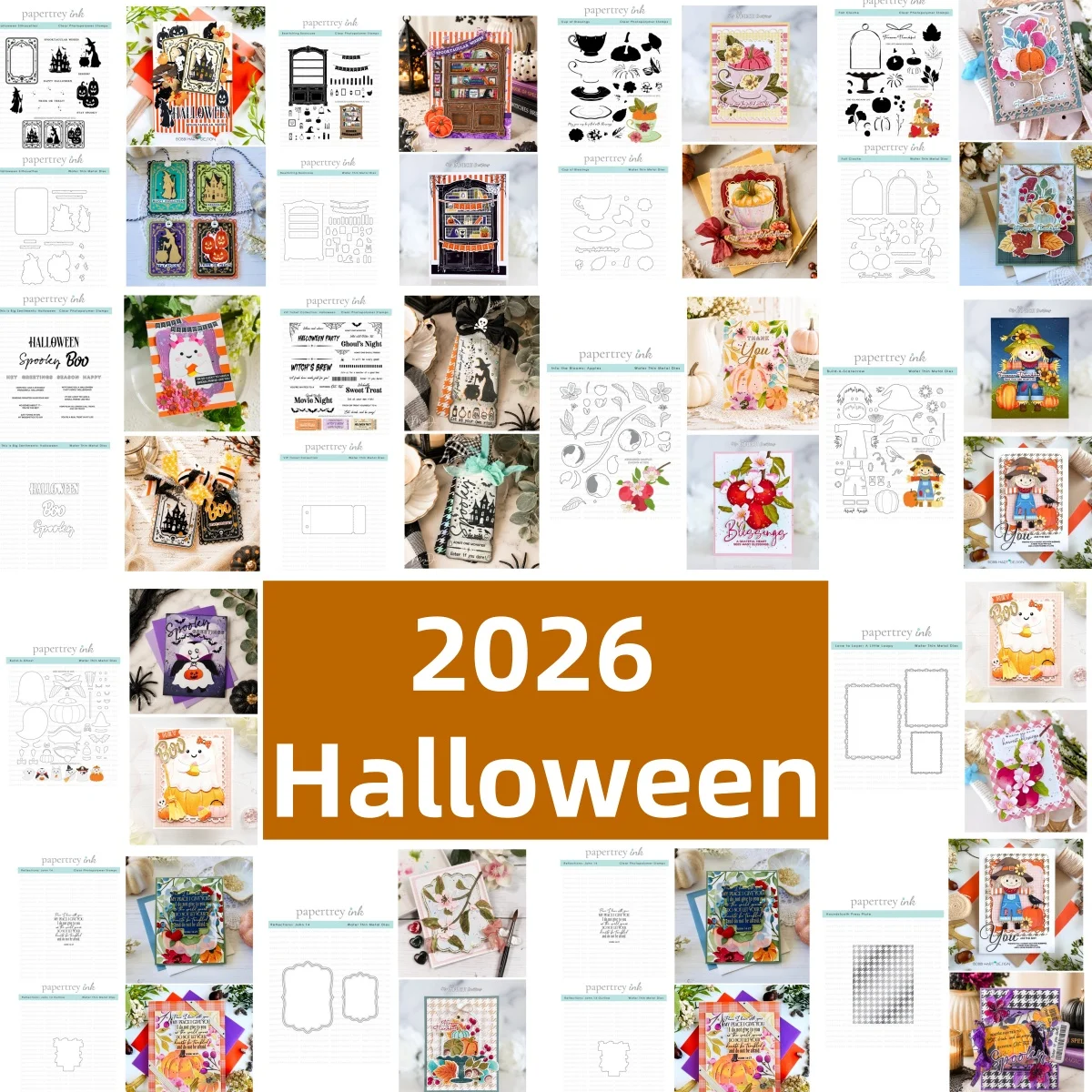 New 2026 Halloween Bookcase Cup Fall Cloche Ghost Metal Cutting Dies Clear Stamp Hot Foil for DIY Making Card Scrapbook Embossed