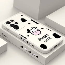 Little Cute Cow Phone Case For Samsung Galaxy S25FE S24 S23 S22 S21 S20 Ultra Plus FE S10 Note 20 ultra 10 9 Plus Cover