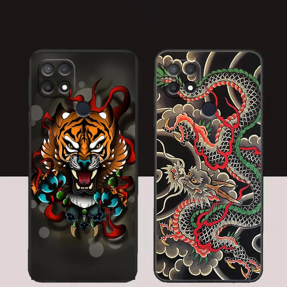 Animals Tiger Dragon Phone Case For OPPO A98 A95 A96 A97 A94 A93 A92S A91 A78 A74 A58 A57 A55 A53 A15 A16 A17 Case Funda Shell