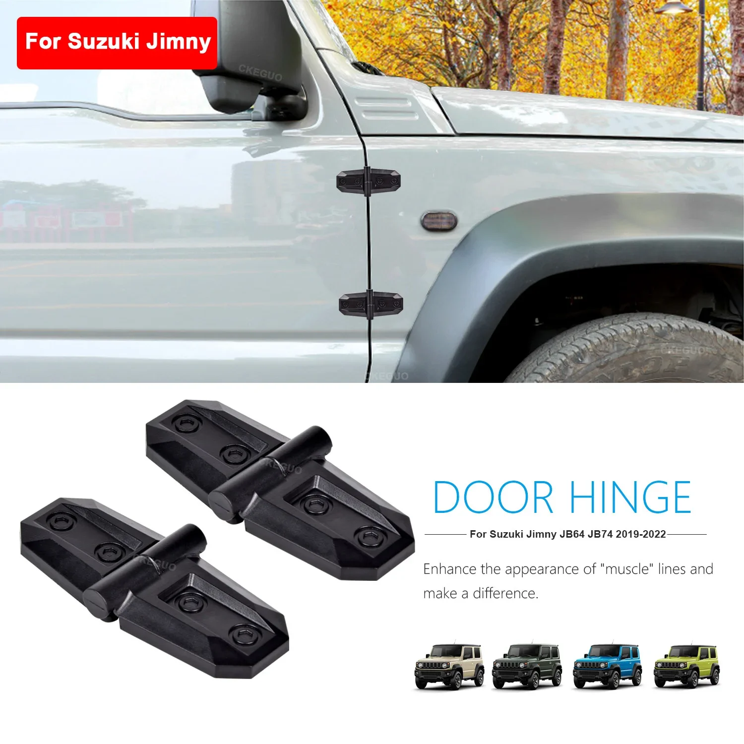 

For Suzuki Jimny JB64 JB74 2018-2020 Car Engine Hood Door Hinge Decoration Cover Trim Auto Mouldings Exterior Accessories