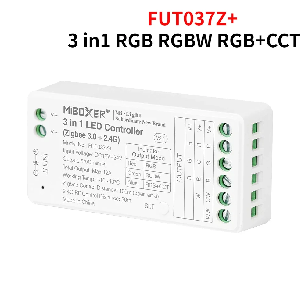 Miboxer DC12-24V Fut035z 2in 1/Fut037z + 3in1 Zigbee3.0 Dubbele Witte Enkele Kleur Rgb Rgbw Rgb + Cct Led Strip Light Tuya Contoller