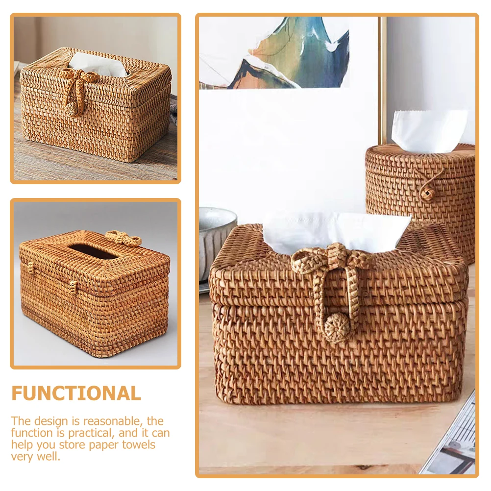 

Vietnamese Rattan Box Storage H woven Holder for Table Desk Bedroom Napkin Paper Dispenser Home Cloth Tissue Box Decor