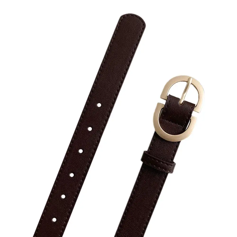 1PCS Belt Trend Gold Buckle Belt Fashion Casual Versatile Thin Leather Belt PU Belt Belt Jeans Soft Gift E9M9