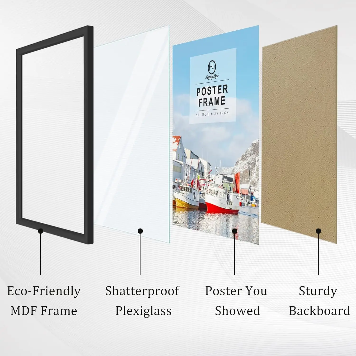 24x36 Black Poster Frame 3 Pack, Wall Gallery Picture Frame for Posters, Paintings, Artworks - Versatile Display for Home Decor