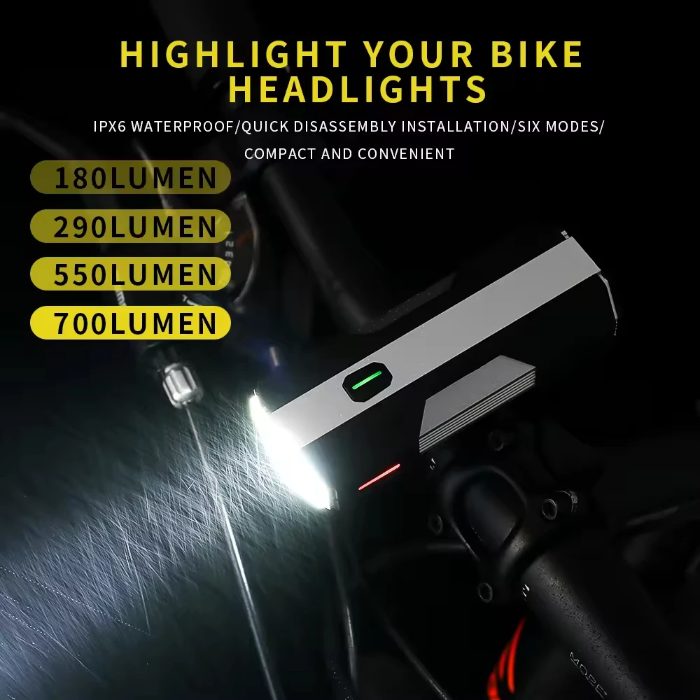 

Factory New Bicycle Light Highlight 700 Lumens Aluminum Alloy Road Bike Mountain Bike Riding Light Bicycle Light