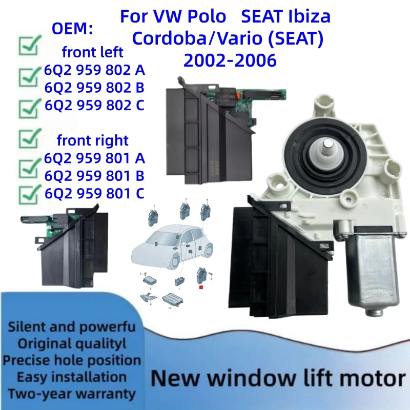 Motor y módulo de elevalunas para SEAT Ibiza Cordoba/Vario VW POLO Nuevo 6Q2959802A 6Q2959801A 6Q2959802C 6Q2959801C 6Q2959802B 6Q2959801B