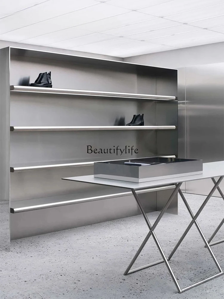 

02Modern Minimalist Display Rack Stainless Steel Shelf Storage Rack Display Table