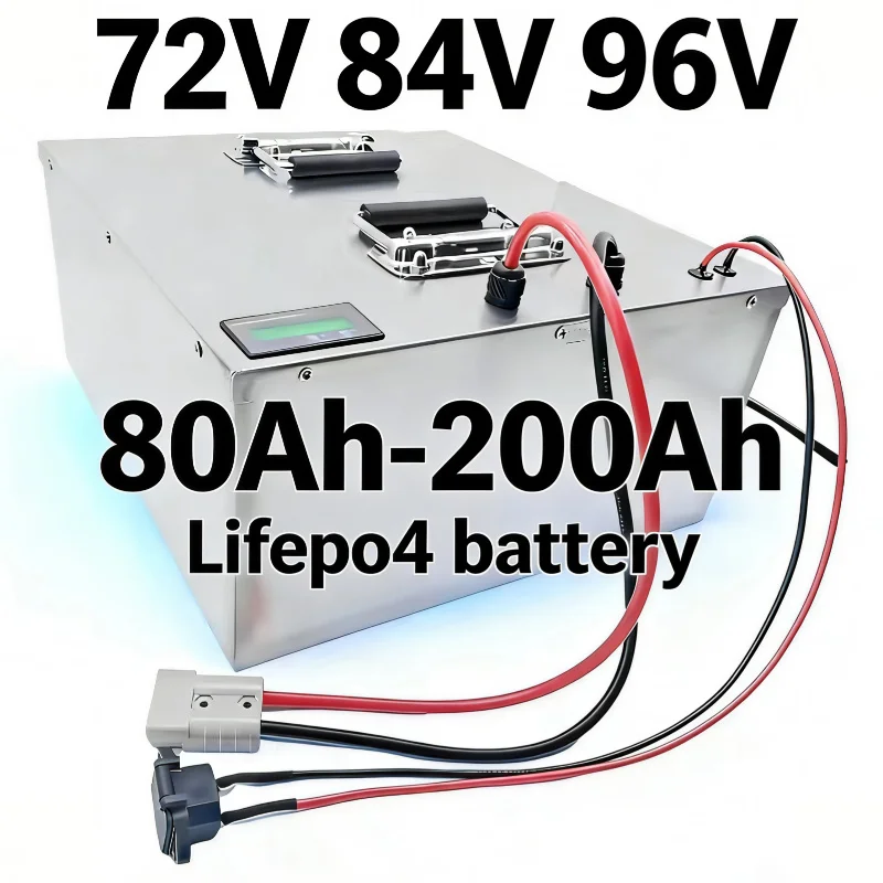 Rechargeable LiFePO4 Battery Pack 72V 84V 96V 80Ah-200Ah Deep Cycle with BMS for 7000W EV RV AGV Lithium Iron Phosphate