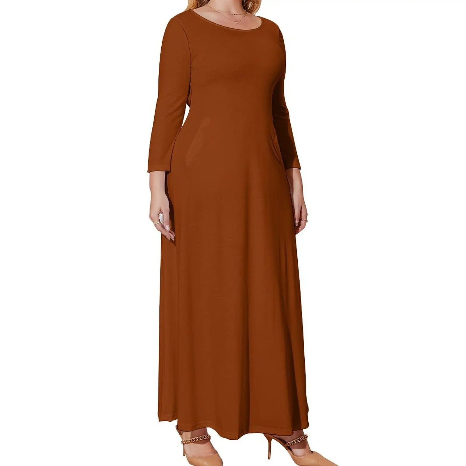 

Dark Amber Long Sleeved Dress summer dress Women's long dress dresses for prom birthday dresses for women