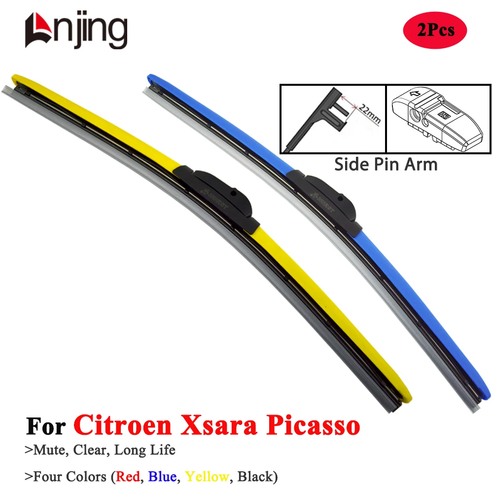 LNJING Colorful Wiper Blades For Citroen Xsara Picasso N68 MPV 1998 1999 2000 2001 2002 2003 2004 2005 2008 2009 2010 2011 2012