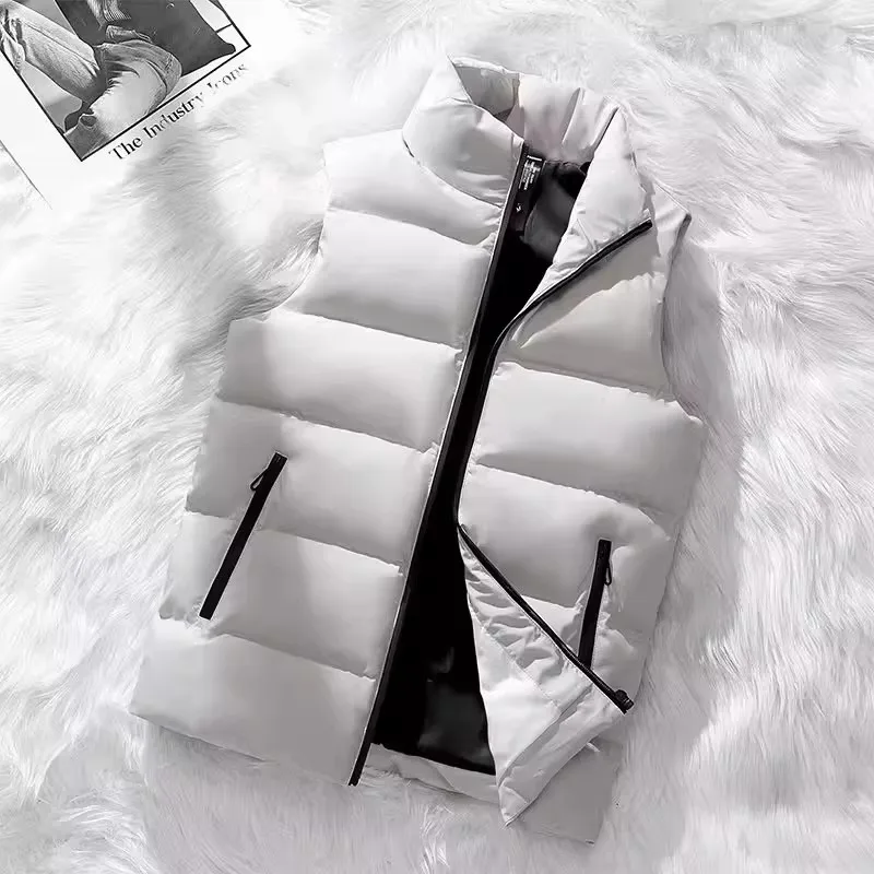 

Мужской утепленный жилет свободного кроя с воротником-стойкой, на хлопковой подкладке, с застежкой-молнией, молодежный стиль...