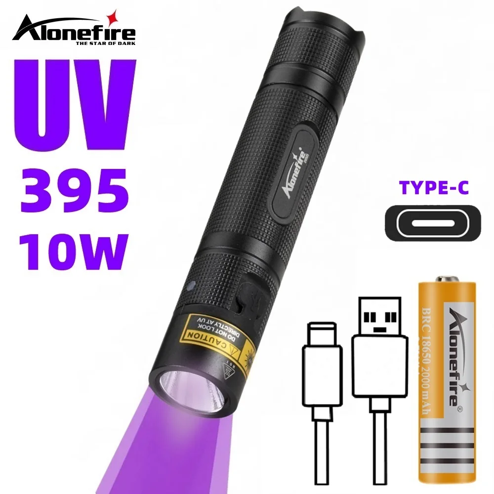 Linterna Led UV recargable para reparación de teléfonos móviles, luz Invisible ultravioleta de 10W, 395nm, curado UV, verificación de marcador de