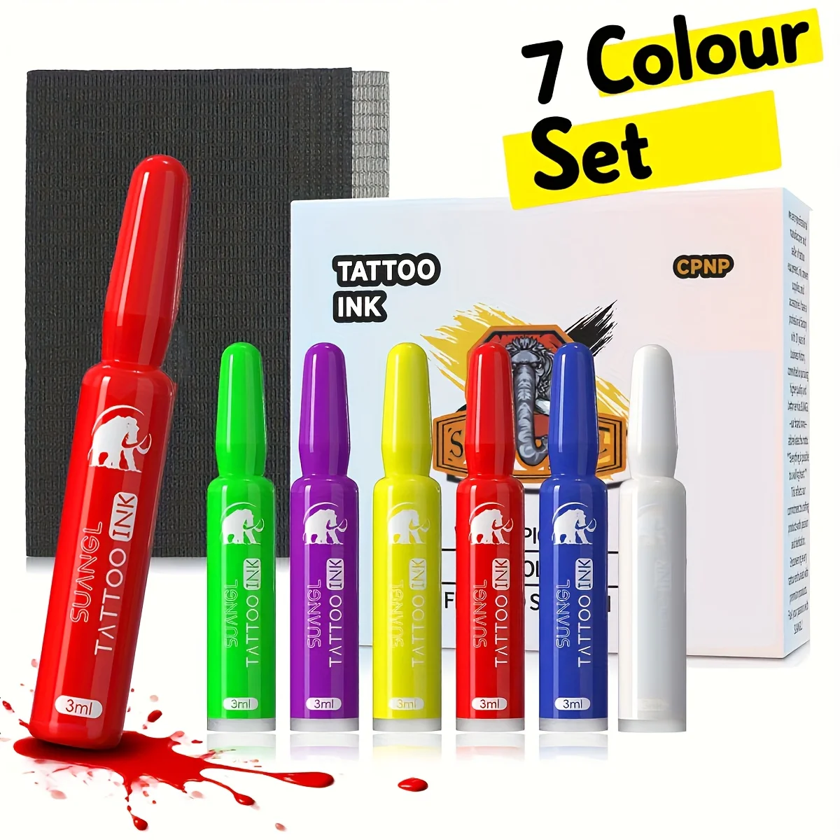 

7-цветная тату-краска - 3 мл/0,1 унции, любимая краска тату-мастеров