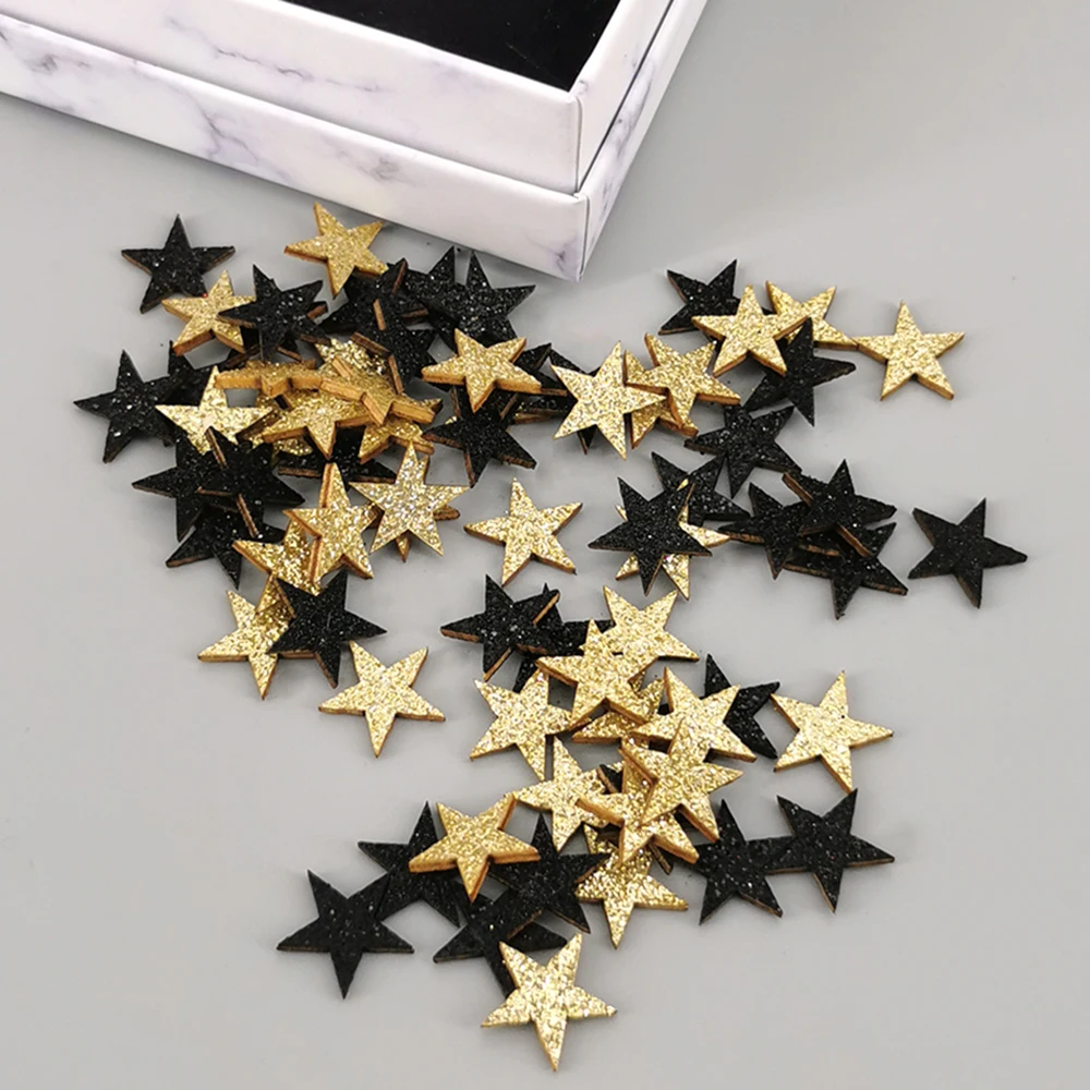 Wooden Stars Glitter Sequin Confetti for DIY Handmade Craft Wedding Birthday Christmas Party Table Centerpiece Showcase Decor