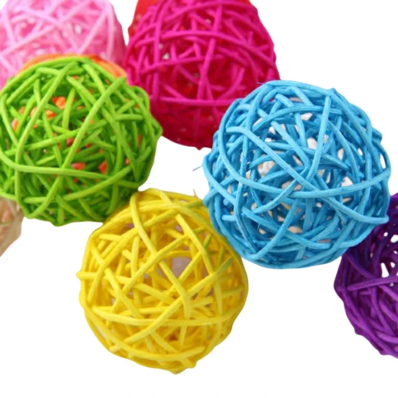 Pet Bird Chewing Bird Rattan Ball Toy For Parrot Budgie Parakeet Cockatiel Chewing Playing Parrot Cages Toys 5pcs