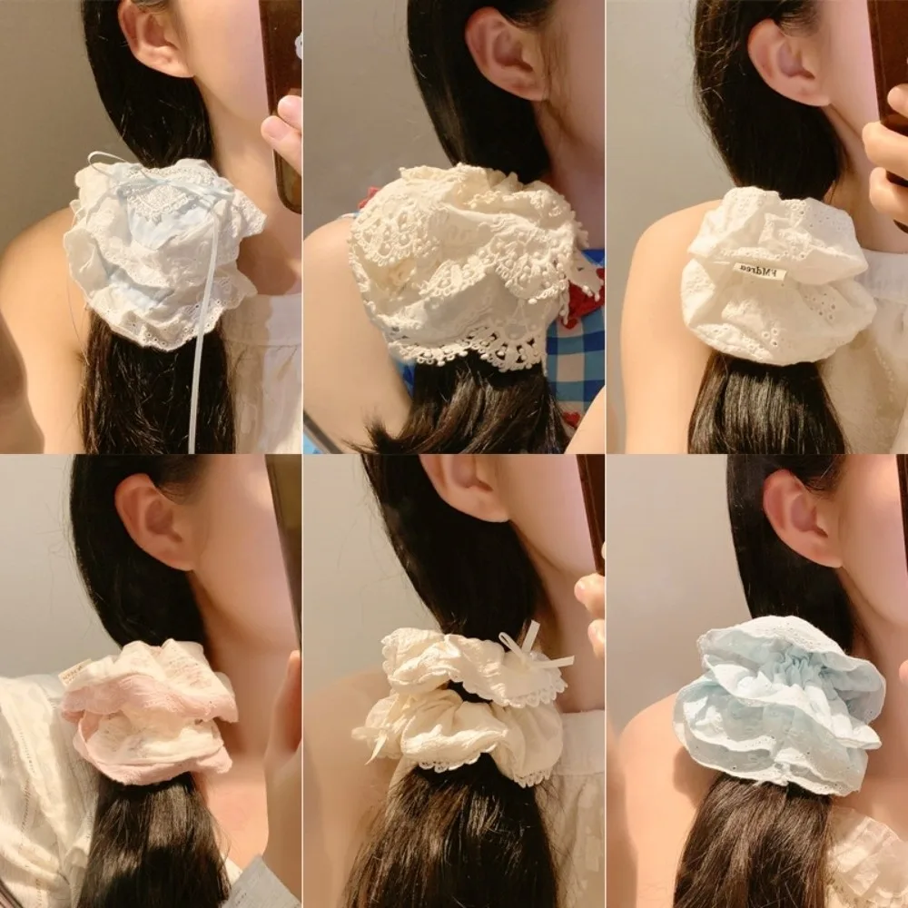 Korean Fashion Floral Scrunchies Women Girls Elastic Hair Rubber Band Accessories Tie Hair Ring Rope Headdress Headwear
